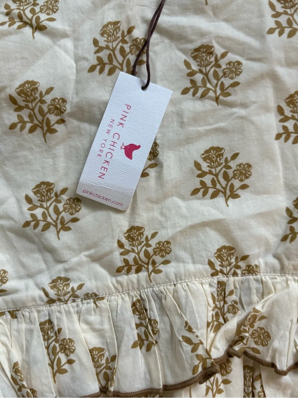 NWT Pink Chicken Ivory Floral Print Long Sleeve Cotton Dress 12